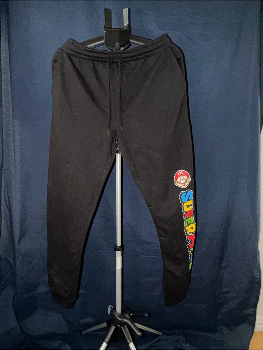 Nintendo Super Mario Jogger Sweatpants Black Size Medium Graphic Lounge Pants